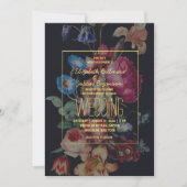 暗いヴィンテージフローラ結婚式招待状 招待状 (正面)