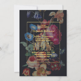 暗いヴィンテージフローラ結婚式招待状 招待状