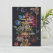 暗いヴィンテージフローラ結婚式招待状 招待状 (スタンド正面)