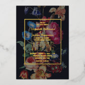 暗いヴィンテージフローラ結婚式招待状 箔招待状 (正面)