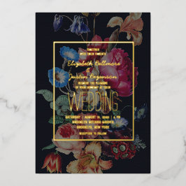 暗いヴィンテージフローラ結婚式招待状 箔招待状