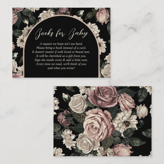 暗いヴィンテージフローラ赤ちゃんシャワーブックリクエスト エンクロージャーカード (正面/裏面)