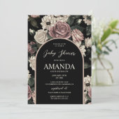 暗いヴィンテージフローラ赤ちゃんシャワー 招待状 (スタンド正面)
