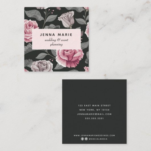 暗いヴィンテージフローラ スクエア名刺 (正面/裏面)