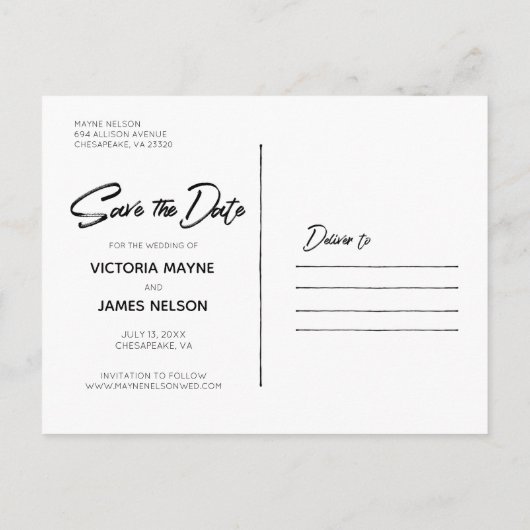 暗いヴィンテージフローラ |日付はがきを保存 案内ポストカード (裏面)