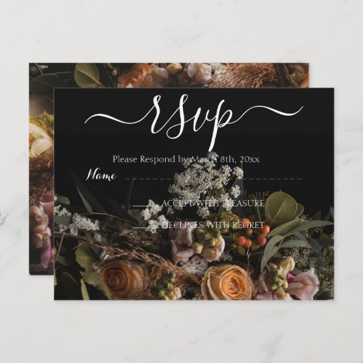 暗いヴィンテージフローラRSVPポストカード ポストカード (正面/裏面)