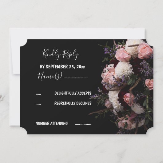 暗いヴィンテージフローラRSVP招待状 招待状 (正面)