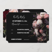 暗いヴィンテージフローラRSVP招待状 招待状 (正面/裏面)