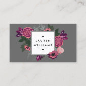 暗いヴィンテージモダンフローラMotifグレーデザイナー 名刺 (正面)