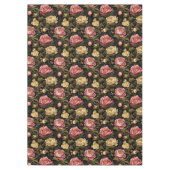 暗いヴィンテージ牡丹フローラ パターン(の模様が)ある テーブルクロス (正面)