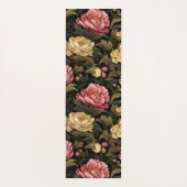 暗いヴィンテージ牡丹フローラ パターン（の模様が）ある ヨガマット (裏面)