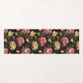 暗いヴィンテージ牡丹フローラ パターン（の模様が）ある ヨガマット (正面(横))