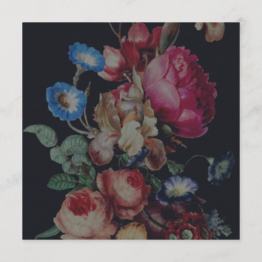 暗いヴィンテージ結婚フローラのメニューカード メニュー (裏面)