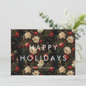 暗いヴィンテージ背景ミニマリストハッピーホリデー シーズンカード (スタンド正面)