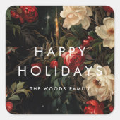 暗いヴィンテージ背景ミニマリストハッピーホリデー スクエアシール (正面)