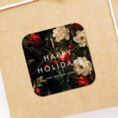 暗いヴィンテージ背景ミニマリストハッピーホリデー スクエアシール