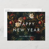 暗いヴィンテージ背景ミニマリスト新年おめでとう シーズンポストカード (正面/裏面)