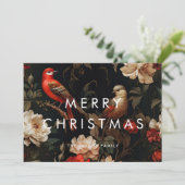 暗いヴィンテージ背景ミニマルなメリークリスマス シーズンカード (スタンド正面)