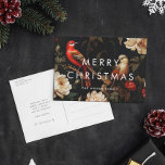暗いヴィンテージ背景ミニマルなメリークリスマス シーズンポストカード<br><div class="desc">ダークメリークリスマスポストカード：オリジナルと印象的なデザイン、ミニマルはっきりしたフォントとヴィンテージの背景を混ぜ合わエレガントせた。</div>