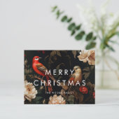 暗いヴィンテージ背景ミニマルなメリークリスマス シーズンポストカード (スタンド正面)