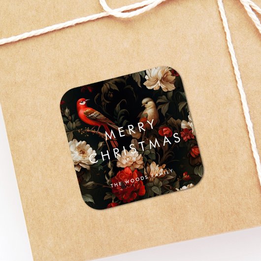 暗いヴィンテージ背景ミニマルなメリークリスマス スクエアシール