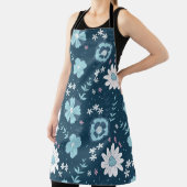 暗い上に青い夏の花とシームレスなパターン  エプロン (インサイチュ)