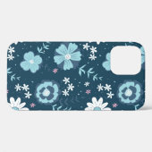 暗い上に青い夏の花とシームレスなパターン  Case-Mate iPhoneケース (裏面 (横))