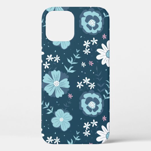 暗い上に青い夏の花とシームレスなパターン  Case-Mate iPhoneケース (裏面)