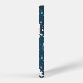 暗い上に青い夏の花とシームレスなパターン  iPhoneケース (右側面)
