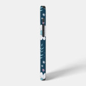 暗い上に青い夏の花とシームレスなパターン  iPhoneケース (左側面)