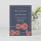 暗い上品なヴァイオリンのチェロのリサイタルクラシカルコンサート 招待状 (スタンド正面)