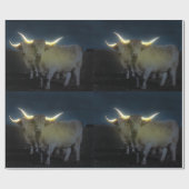 暗い中で白熱［赤熱］光を放つハイランド牛、ギフトラップ ラッピングペーパー (フラット)