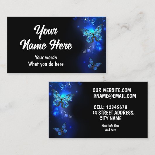 暗い中のモルフォ蝶 名刺 (正面/裏面)