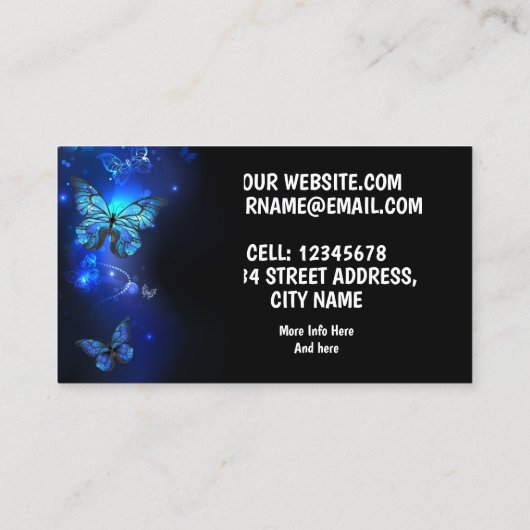 暗い中のモルフォ蝶 名刺 (裏面)