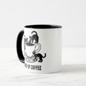 暗い主の猫はコーヒーを崇拝し、コーヒーを崇拝 マグカップ (正面左)