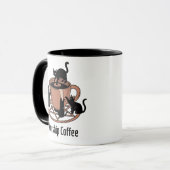 暗い主の猫はコーヒーを崇拝し、コーヒーを崇拝 マグカップ (正面左)