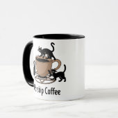 暗い主の猫はコーヒーを崇拝し、コーヒーを崇拝 マグカップ (正面左)