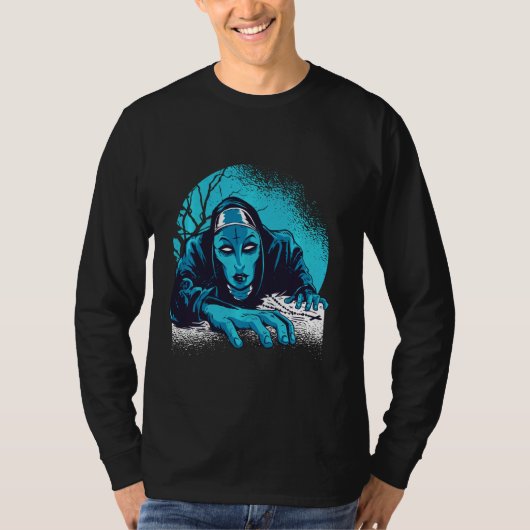 暗い修道女のハロウィーンの衣装 Tシャツ (正面)