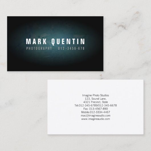 暗い写真のビジネスグランジカードで輝く 名刺 (正面/裏面)