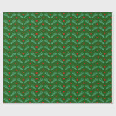 暗い冬の森の緑の松の葉のクリスマス ラッピングペーパー (フラット)