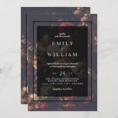 暗い劇的なムーディオータム秋のフローラカスタムウェディング 招待状 (正面/裏面)