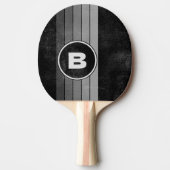 暗い動揺してグラデーションの虹とイニシャル 卓球ラケット (正面)