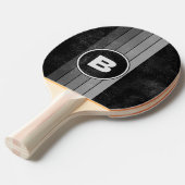 暗い動揺してグラデーションの虹とイニシャル 卓球ラケット (正面アングル)
