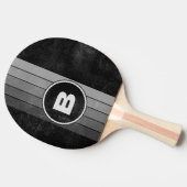 暗い動揺してグラデーションの虹とイニシャル 卓球ラケット (横)