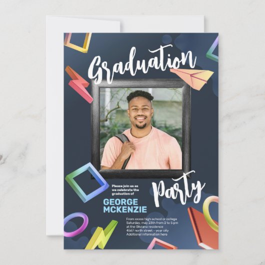 暗い卒業パーティファンシーーをパーソナライズ 招待状 (正面)