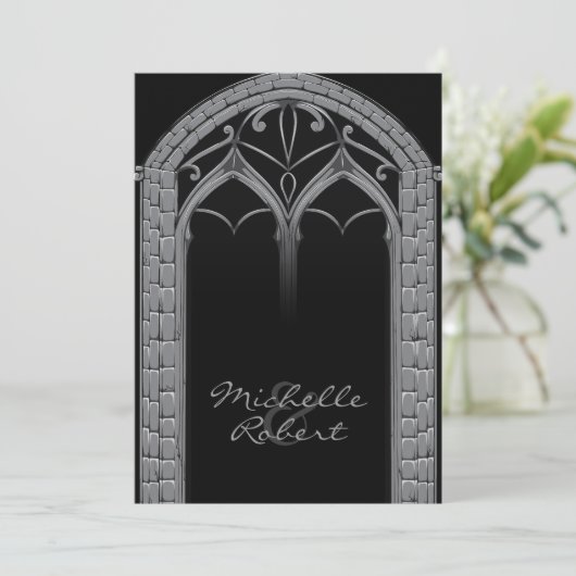 暗い型破りのゴシック様式テーマの結婚式招待状 招待状 (スタンド正面)