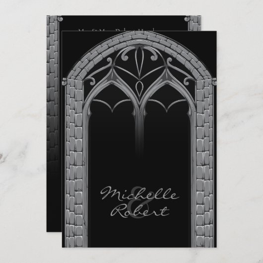 暗い型破りのゴシック様式テーマの結婚式招待状 招待状 (正面/裏面)