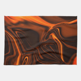 暗い基金の上でサンゴの曲線または起伏 キッチンタオル