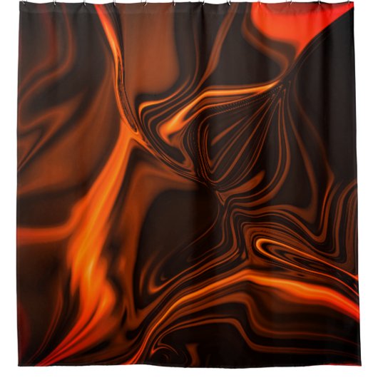 暗い基金の上でサンゴの曲線または起伏 シャワーカーテン (正面)