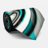 暗い場合にシアンの緑の煙の下で銀色の波が曲がった ネクタイ (ロール)